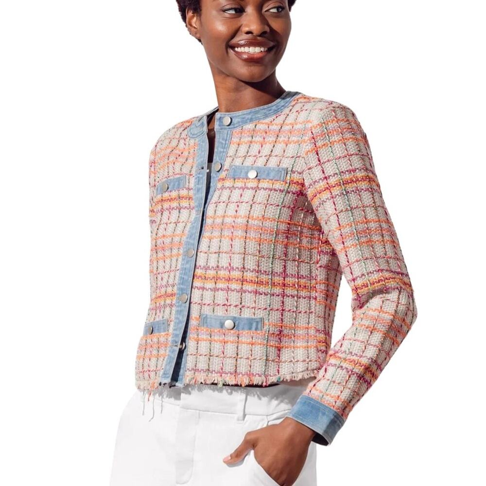 Ecru Tweed with Denim Jacket in Multi Tweed Size Large